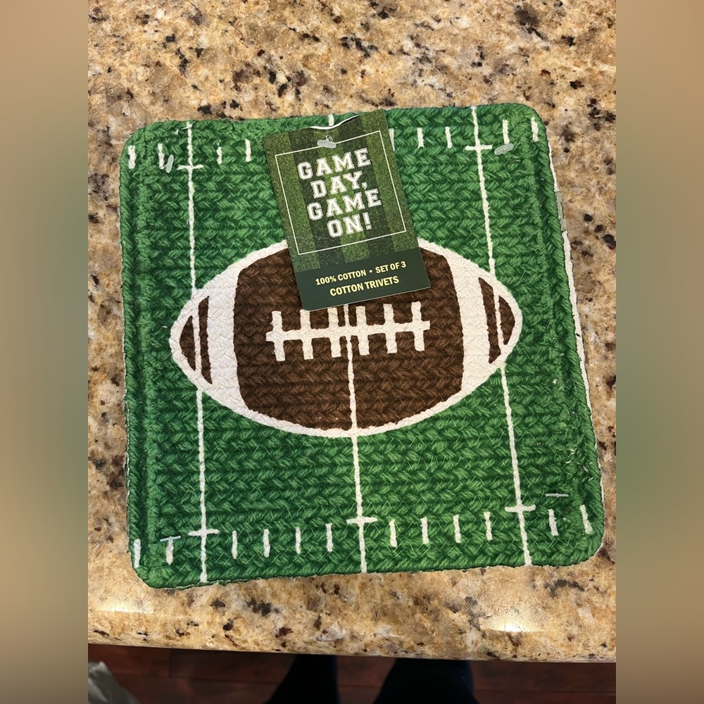 Game Day Football Field Cotton Trivet Set